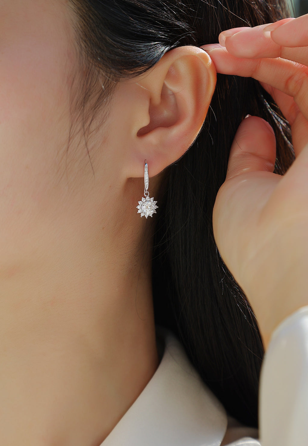 Cité de Splendeur Boucles d’Oreilles Moissanite en Argent S925