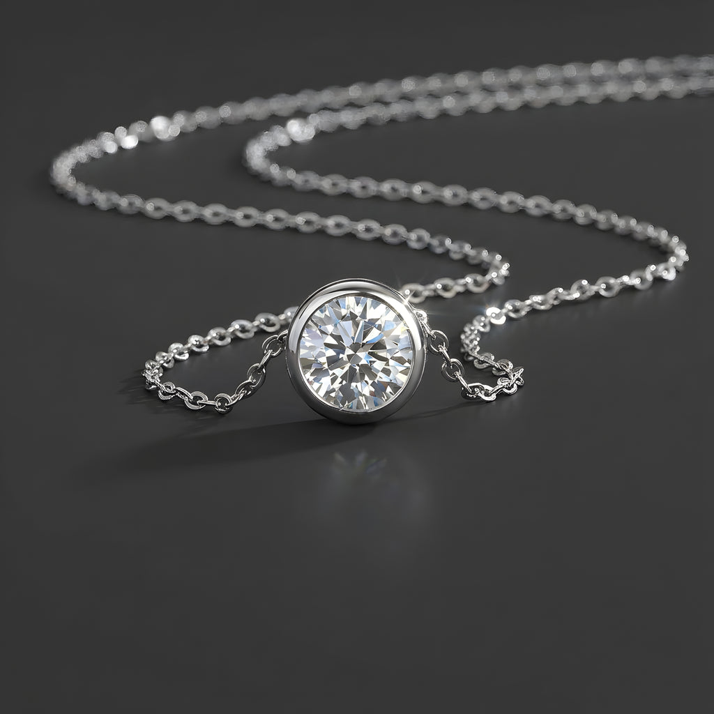 Collier en Argent S925 Plaqué Platine avec Moissanite 1 Carat