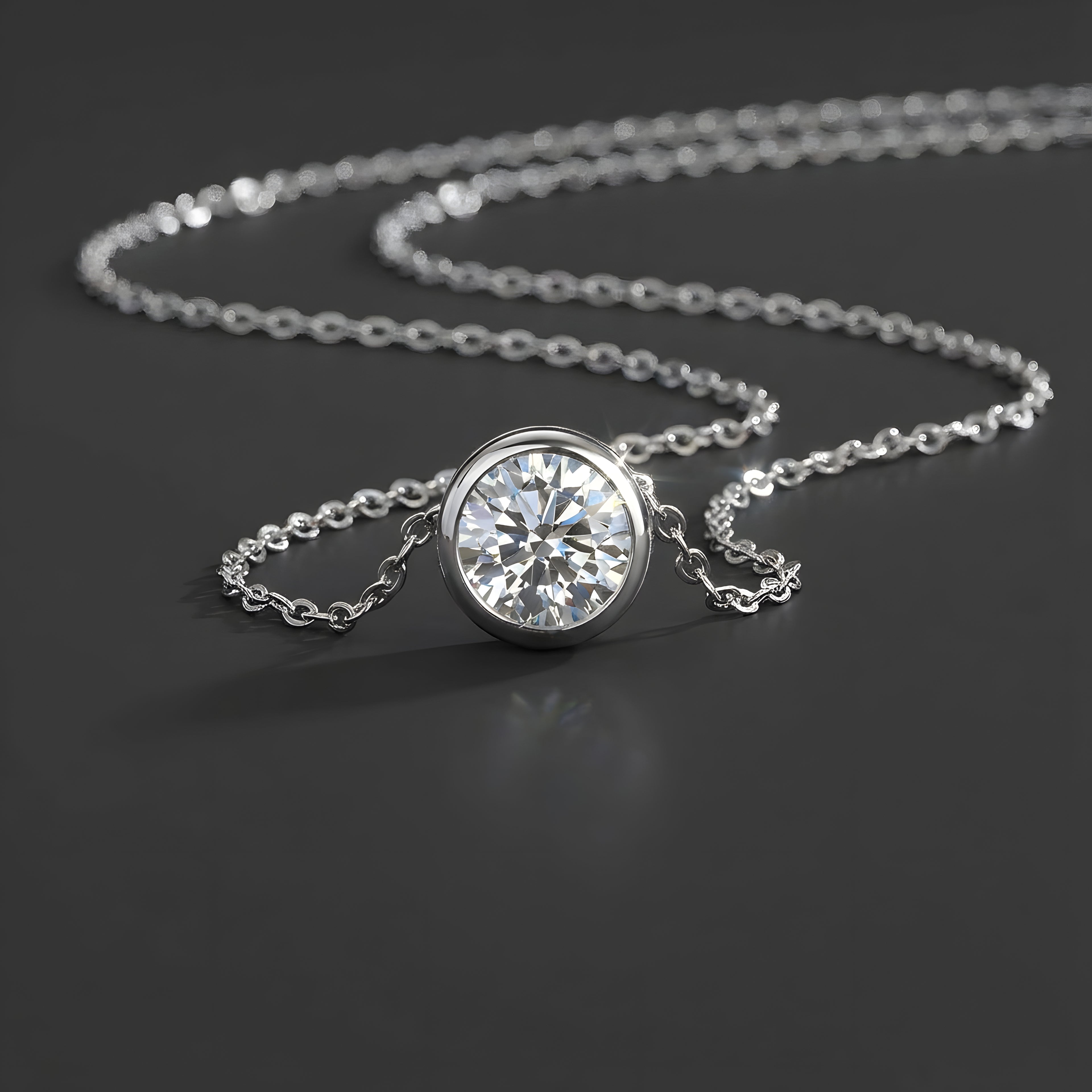 Collier en Argent S925 Plaqué Platine avec Moissanite 1 Carat
