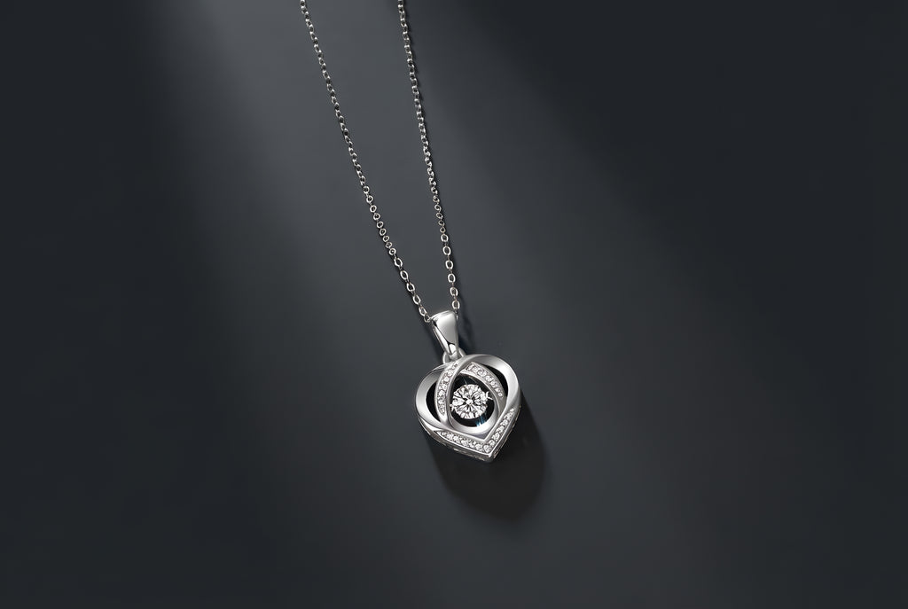 Avec Toi dans Mon Cœur Collier Pendentif Moissanite en Argent S925