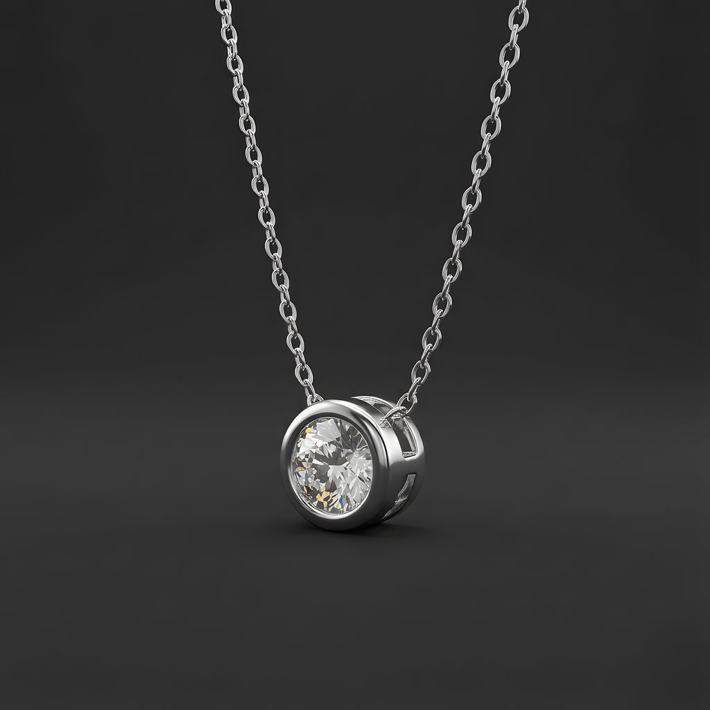 Collier en Argent S925 Plaqué Platine avec Moissanite 1 Carat