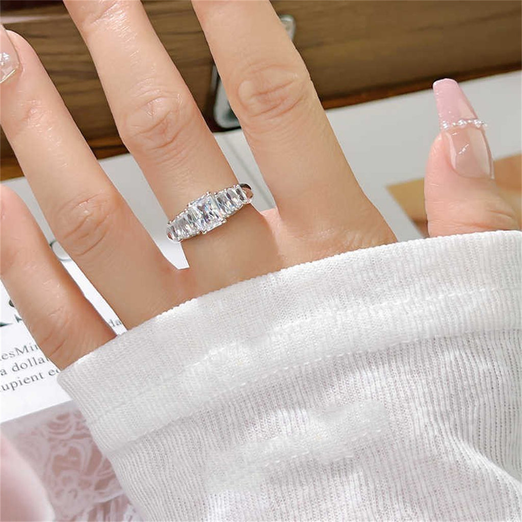 925 Silver Row Diamond Ring Finger