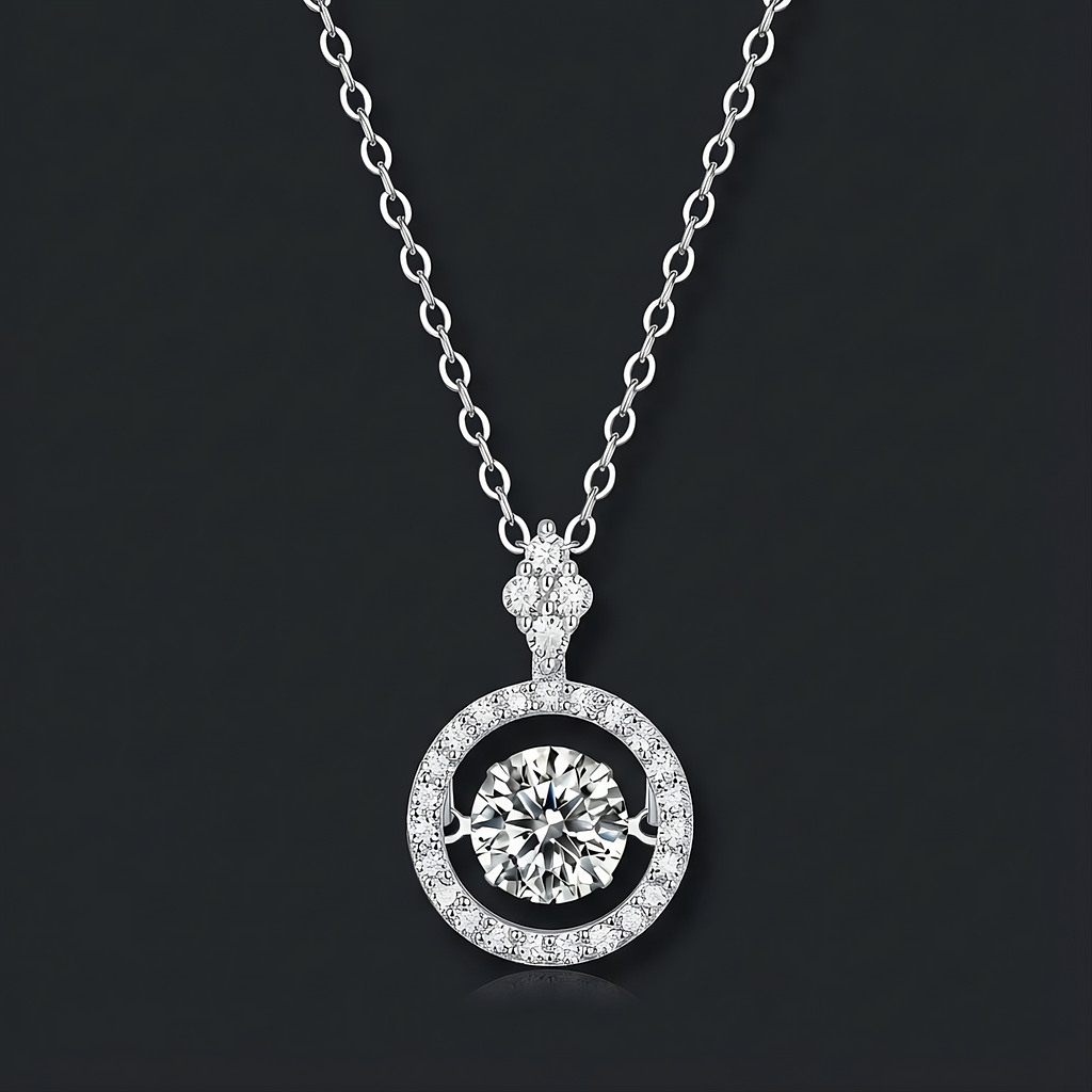 Toucher Collier Pendentif Moissanite en Argent S925, 1 Carat